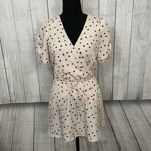 Betsey Johnson Women's Size 2 Pink Polka Dot Short Sleeve Blouse Top